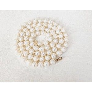 14k Yellow Gold JCM JACMEL MAURITIUS 18" 5mm Lustrous Round White Pearl Necklace